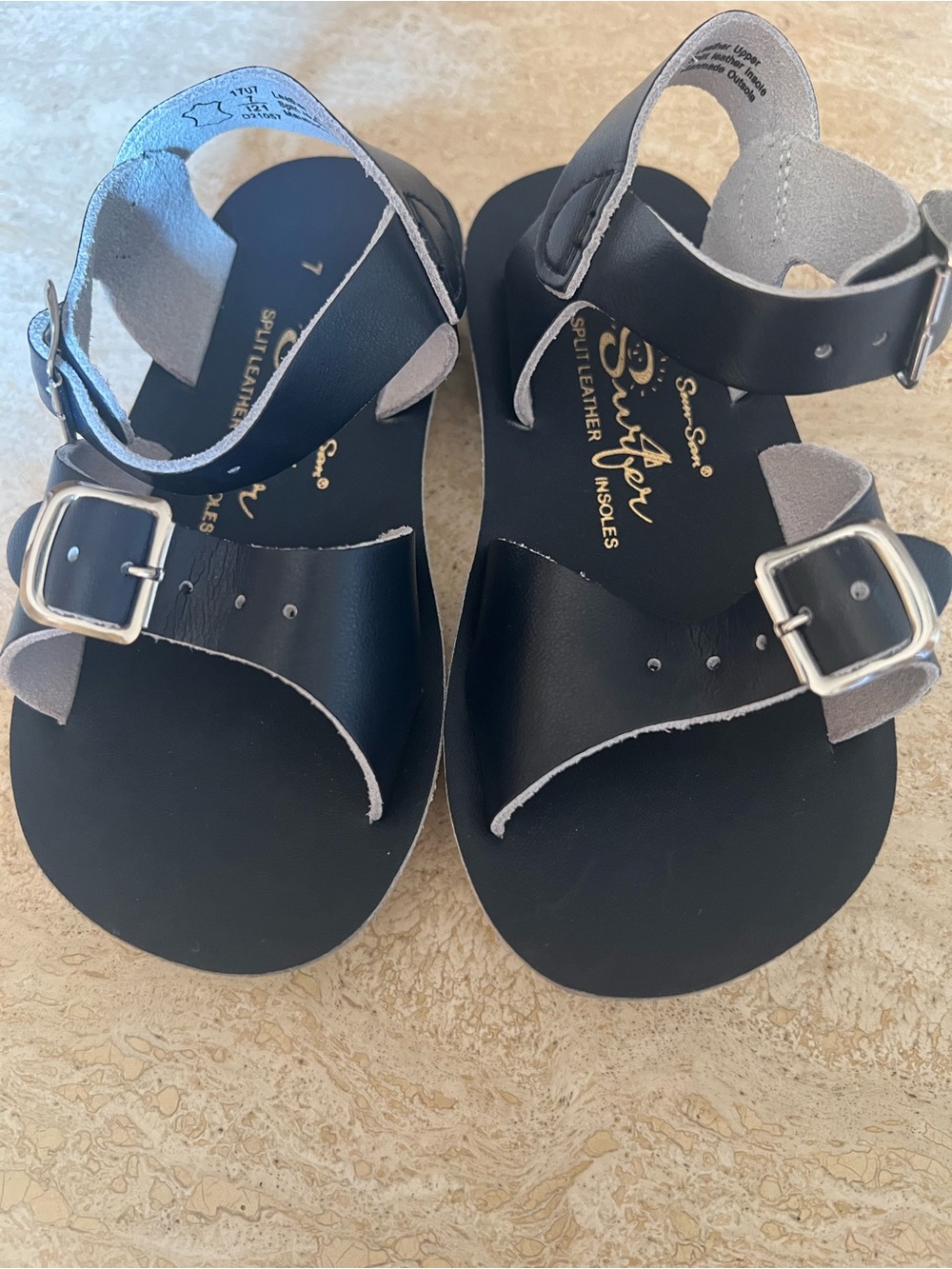 Sun-San Sandals Boys Navy Leather Buckle Sandals